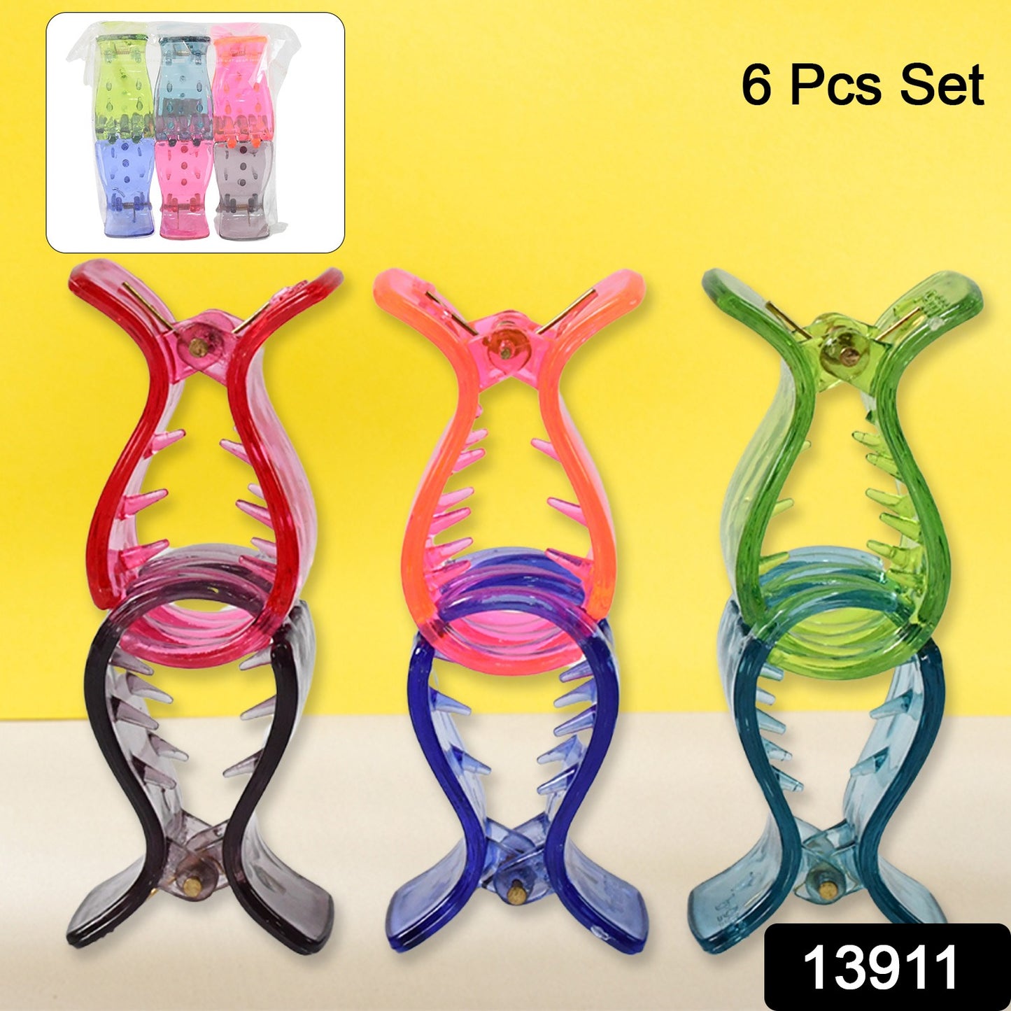 Big Hair Clips For Girls Kids Hair Accessories (6 Pcs Set Transparent) - Springkart 