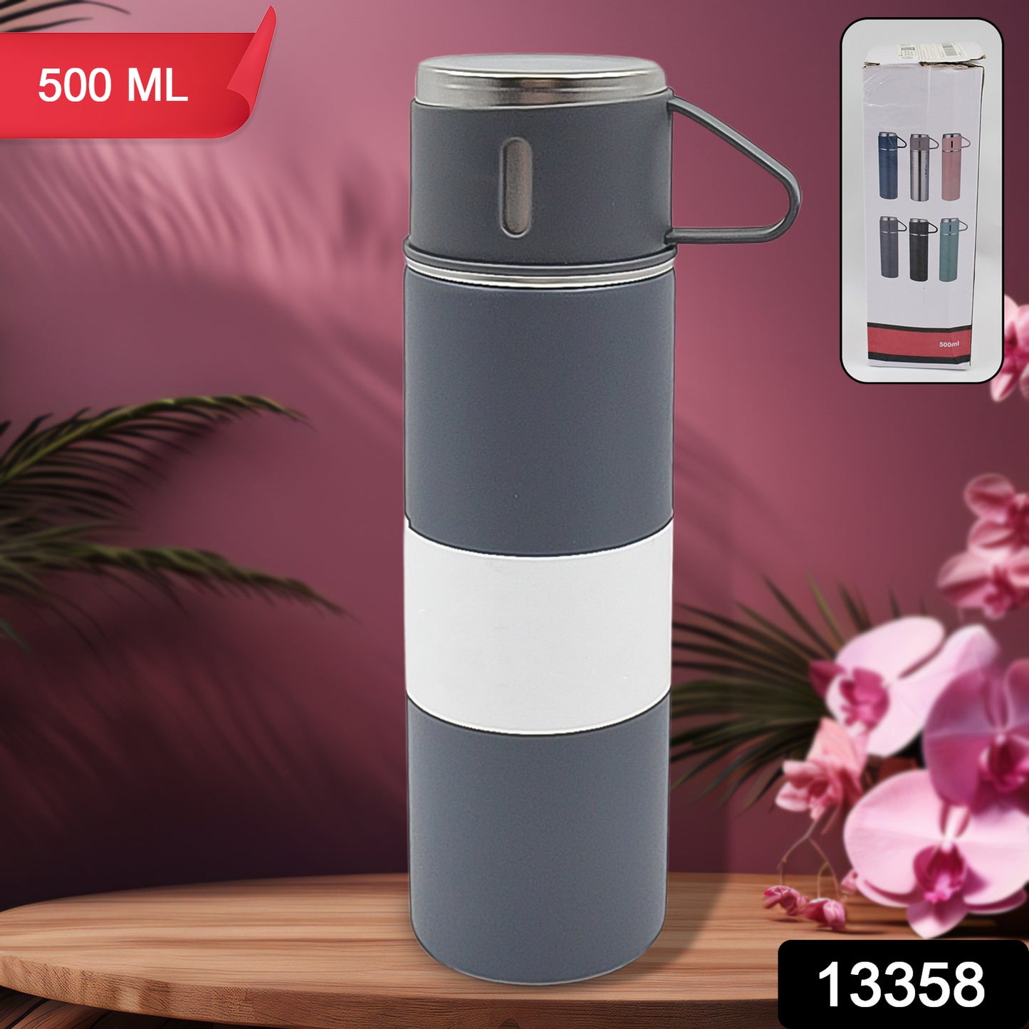 Stainless Steel Vacuum Insulated Water Bottle With Coffee Tea Mug (500 Ml) - Springkart 