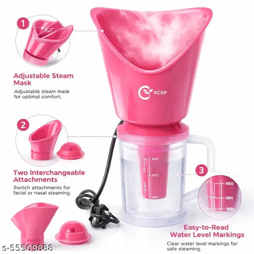 RCSP 3 in 1 vaporizer machine steamer Inhaler for cough and cold nozzle, inhaler, facial mask vaporizer machine | Pink Vaporizer| Vaporizer steamer