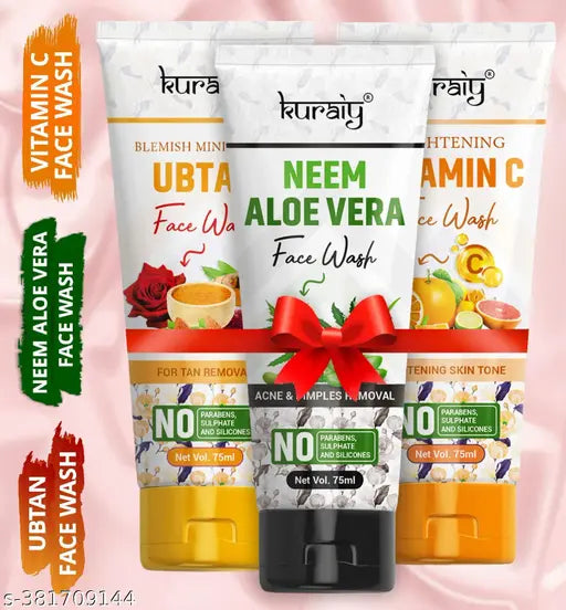 KURAIY Brightening Face Wash For Dry Skin Oily Skin Combination Moisturizing  pack of 3