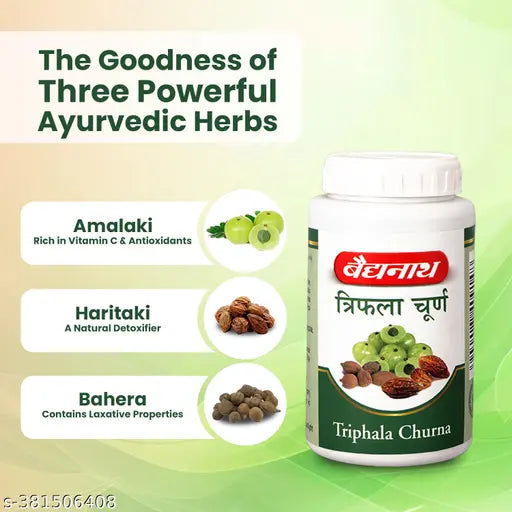 Baidyanath Triphala Churna 400g , Improves Bowel Movement & Indigestion, Constipation and Digestive Disorders | Effective in Tridoshashamak and Eye disorders