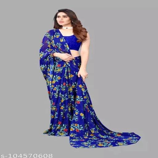 VJ FASHION Floral Print Daily Wear Georgette Saree - Springkart 