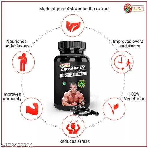 Best Choice Nutrition Grow Body Capsule For Muscle Building & Weight Gain (120 No) - Springkart 