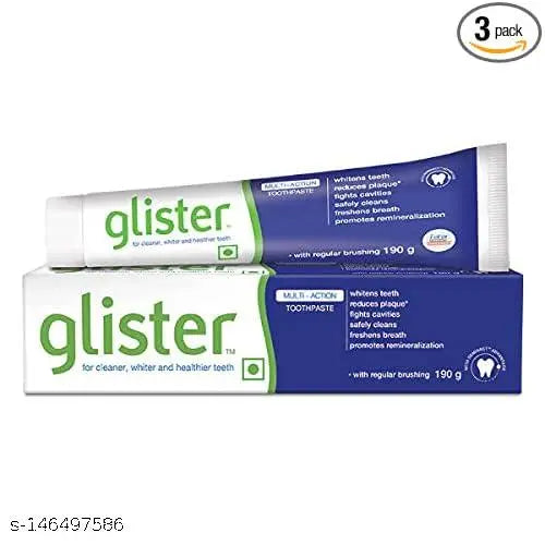 Glister Toothpaste & Glister Herbal Toothpaste (40g, Each) with 1 pc Glister Tooth Brush - Combo Pack