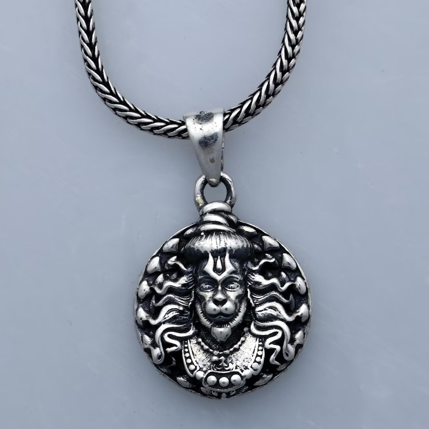 Hanuman Facelocket With Chain Pendant Necklace Chain (1 Pc) - Springkart 