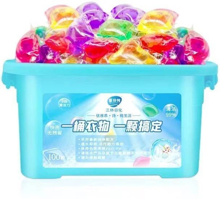 hirva creation Laundry Liquid Portable Gel Stains Capsules Lemon Detergent Pod (100 Pods)