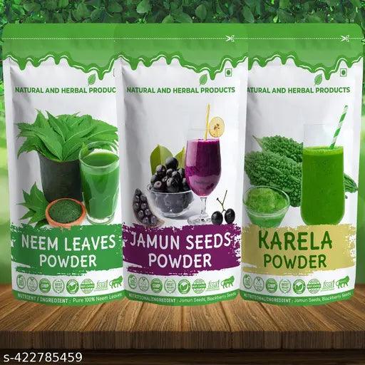 Karela Jamun Neem Powder - For Maintaining Blood Sugar Levels - 100gm(Pack Of 3) For Diabetes Control