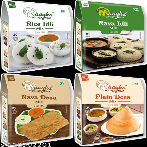 Maayka Premium | Masala Dosa Mix, Rava Dosa Mix, Rice Idli Mix & Rava Idli Mix - Pack of 4