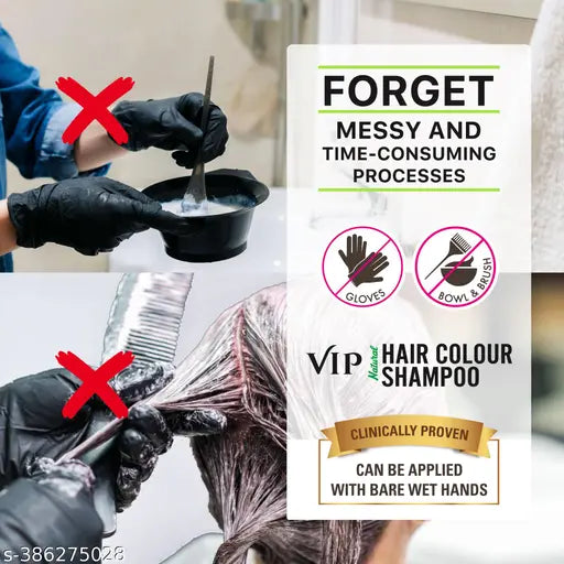 VIP Shampoo Hair Color Black for Men and Women (20 ml Pack of 10) 200ml
