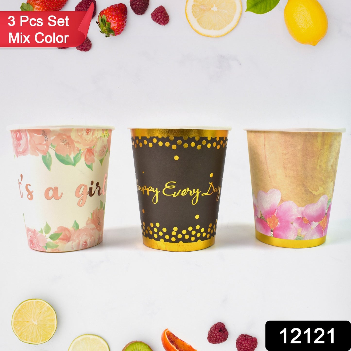 Disposable Paper Cups Disposable Tea Coffee Cups (3 Pcs Set Mix Color) - Springkart 