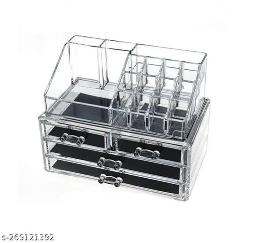 4 Drawer Plastic Cosmetic Makeup Jewelry 16 Grid Lipstick Storage Organizer Box Case