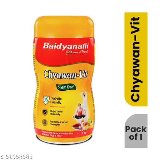 Baidyanath Sugarfree Chyawan Vit - 1 KG | Specially formulated Chyawanprash with No Added Sugar- With Benefits of Amla, Ashwagandha and Almonds - Springkart 