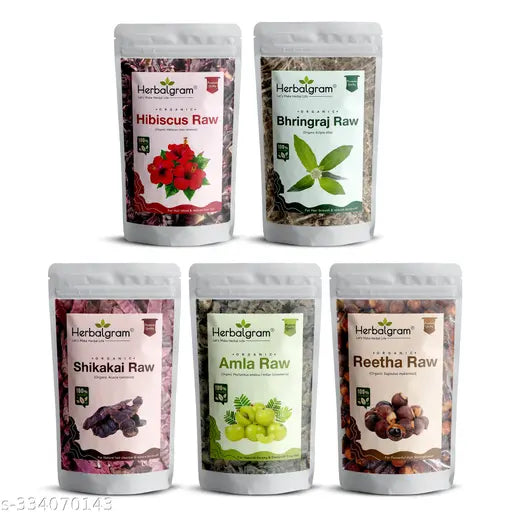 Herbalgram amla reetha shikakai hibiscus row | dry amla fruit dry rita fruit dry Shikakai fruit dry hibiscus flowers dry plants leaves | Best Combo for hair care and hair growth 100% Organic and natural | Amla Reetha Shikakai Row | Pack of 5 total 500g - Springkart 