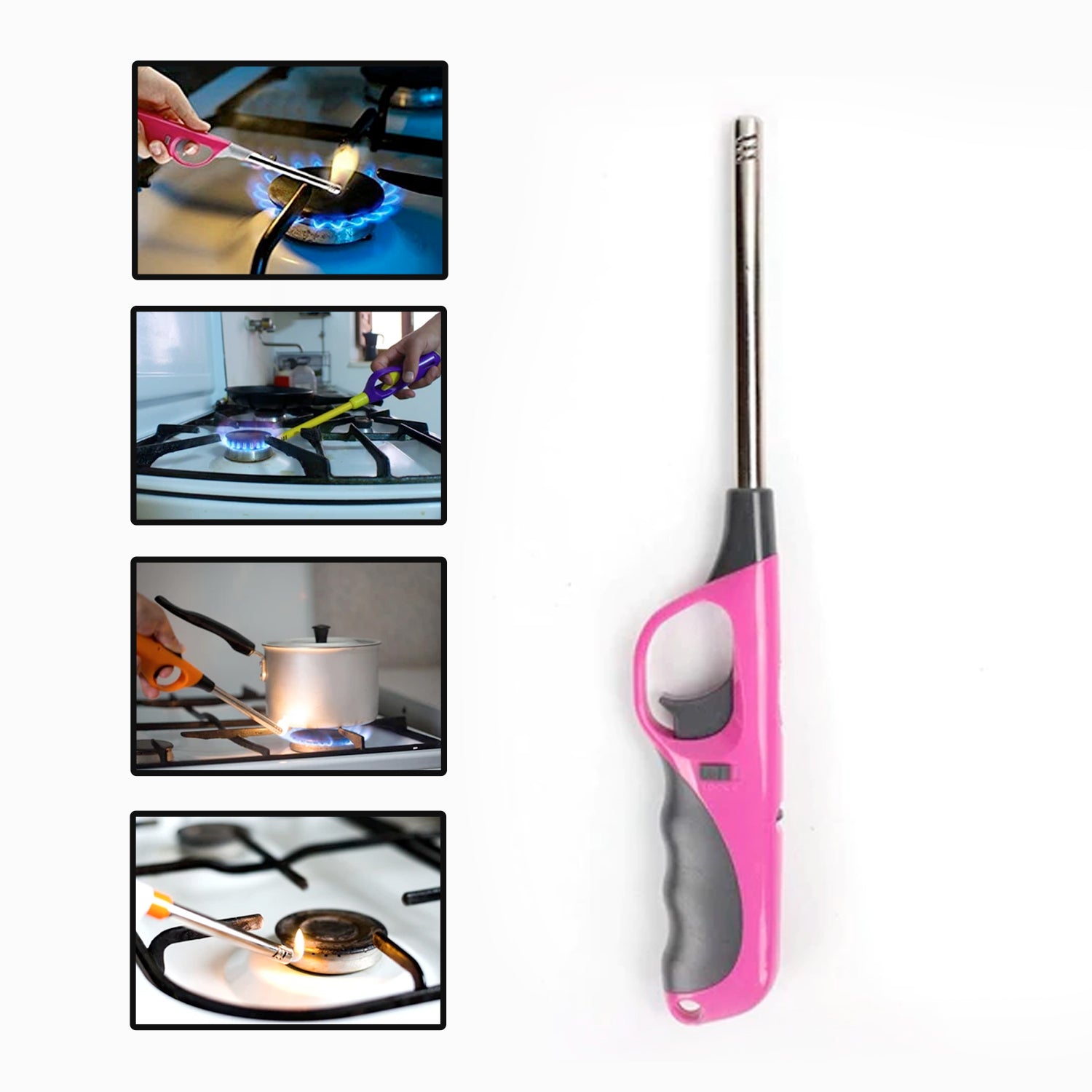 Plastic Flame & Gas refillable Lighter (Multicolour) - Springkart 