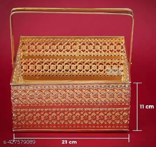 Temple Basket Golden finishing Square Busket.