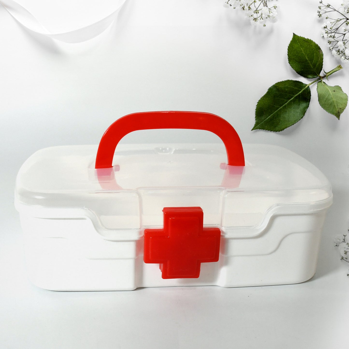 12734 Medical Box 1 Piece Indoor Outdoor Medical Utility Medicine Storage Box Detachable Tray Medical Box Multi Purpose Regular Medicine First Aid Box With Handle Transparent Lid - Springkart 