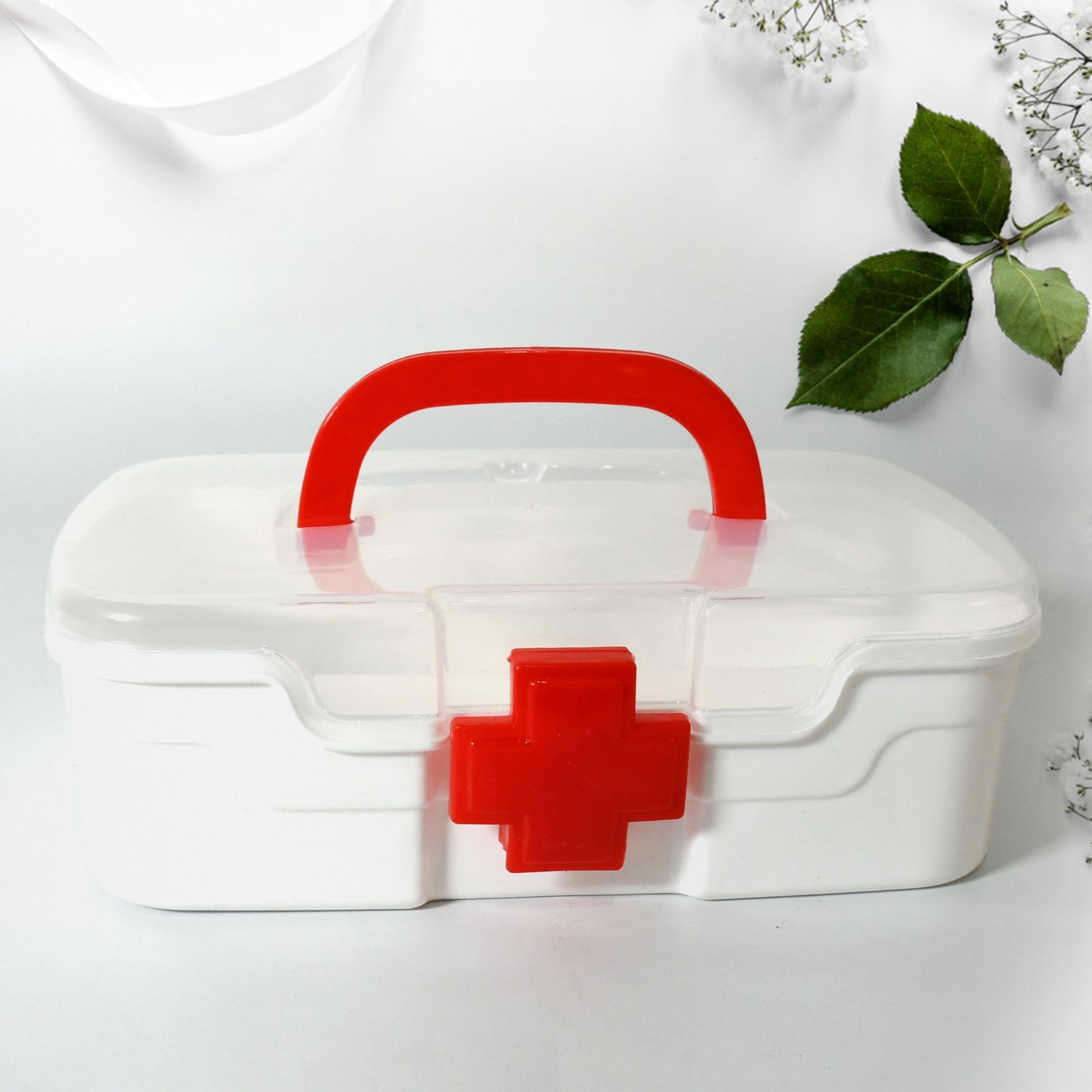 12734 Medical Box 1 Piece Indoor Outdoor Medical Utility Medicine Storage Box Detachable Tray Medical Box Multi Purpose Regular Medicine First Aid Box With Handle Transparent Lid - Springkart 