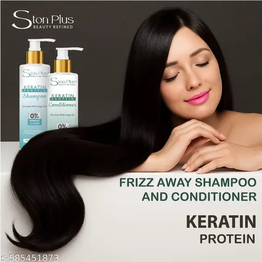 Ston plus beauty  Sulphate-Free Smoothening Shampoo & Hair Repair Conditioner  Combo | 500ml Each | For Dry, Damaged, Frizzy Hair | Deep Nourishment