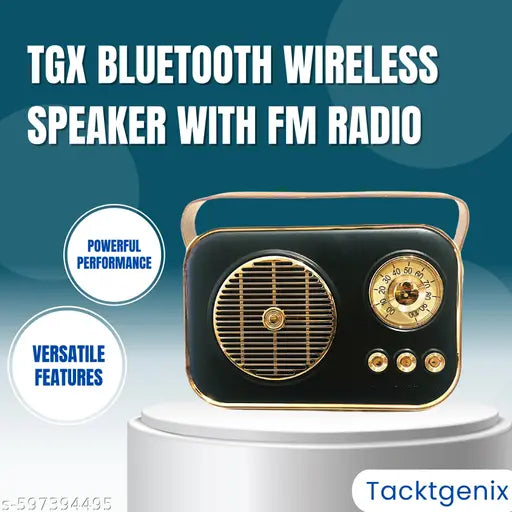 RG TGX Vintage Retro Portable Wireless Bluetooth Speaker with FM Radio, USB & TF Card | Classic Design | Rechargeable Battery | HIFI Stereo Sound (BLACK)