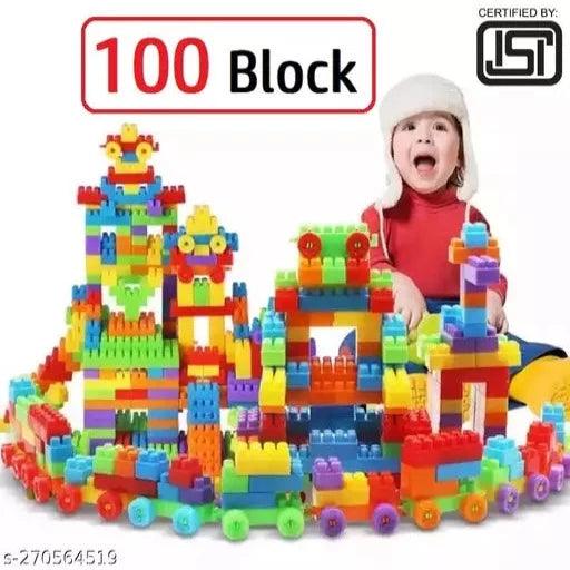 Block High Quality Building Blocks 100 Piece Colourful Indoor Construction Brick Block Toys Game Set for 3-8 Years Old Kids for Creative Activity Fun Educational Learning Children Puzzle Games 3+ Year Old 5+ 2+ 10+ years Brain Development For Children - Springkart 