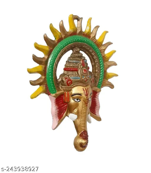 Metal showpiece colourfull ganesh ji wall hanging for puja and showpiece