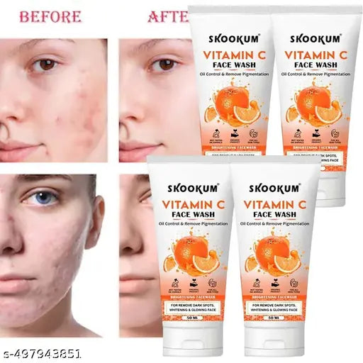 Vitamin C Face Wash, Skin Lightening & Tan Removal Face wash 50ml(Pack of 4)