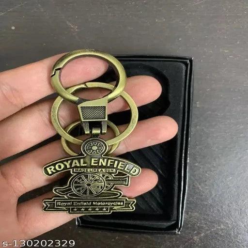 Royal Enfield Golden Color metal keychain - Springkart 