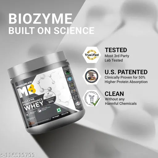 MuscleBlaze Biozyme Performance Whey Protein Powder | 500 g/1.1 lb | (Rich Chocolate) Clinically Tested 50% Higher Protein Absorption | Informed Choice UK, Labdoor USA Certified & US Patent Filed EAF® |