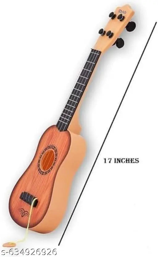 Olifin Light Golden Wooden Colour 4-String Acoustic Guitar Musical Instrument Learning Toy for Kids Mini Guitar Toy(17 Inches)