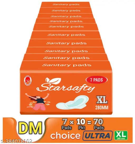 Starsafty Ultra Thin Choice pkt Sanitary Napkin with Wings XL 280mm 70 pads pack off -10