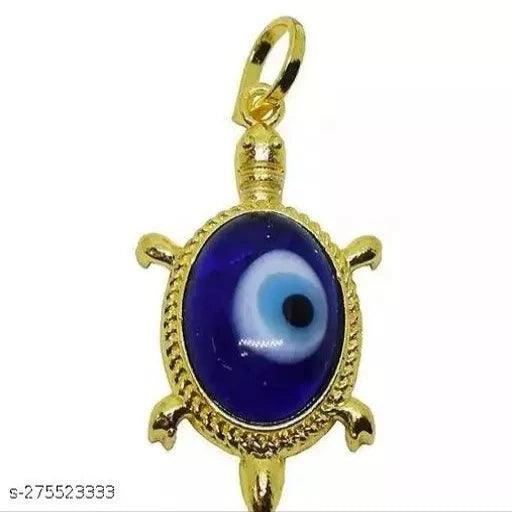 Evil Eye Blue Feng Shui Vastu Kachhuwa Tortoise Pendant Locket With golden chain - Springkart 