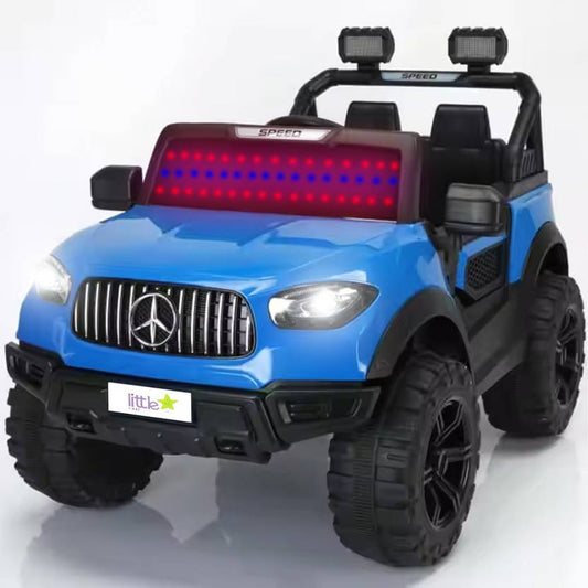 LITTLE RIDES Speed 12v Battery Operated Jeep for Kids, with Light & Music | Big Jeep Battery Rideons & Wagons Battery Operated Ride On  (Blue)