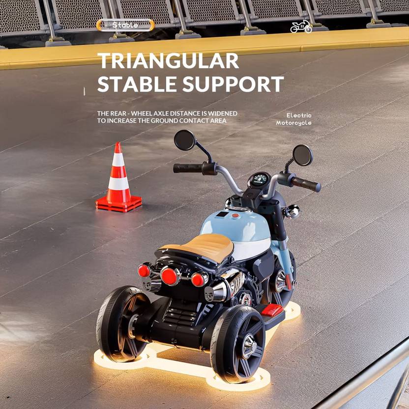 LITTLE RIDES Battery Operated Bike for Kids with Foot Accelerator & Music with LED Light Bike Battery Operated Ride On  (Blue)