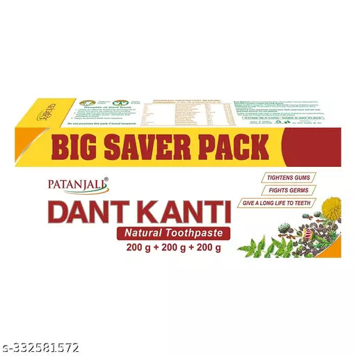 Patanjali DANT KANTI NATURAL(200GX3)BIG SAVER PACK - Springkart 