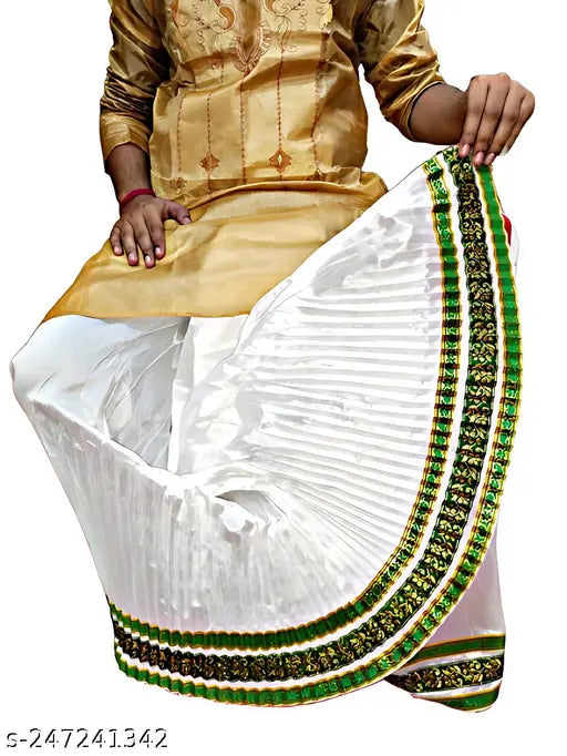 Stylish Bengali Men Dupion Silk Dhoti For Men