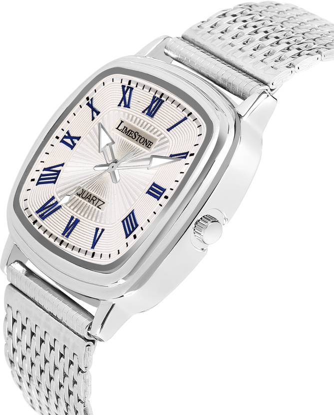 LIMESTONE Classic Series Mesh Chain Stainless Steel Square Quartz Analog Watch  - For Men LS3256
