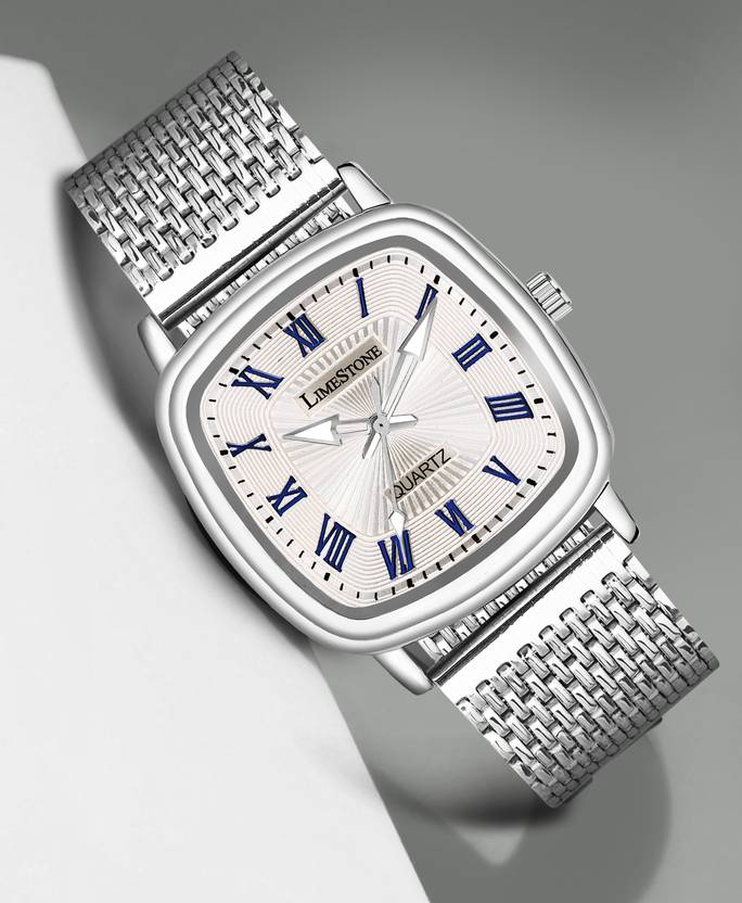 LIMESTONE Classic Series Mesh Chain Stainless Steel Square Quartz Analog Watch  - For Men LS3256