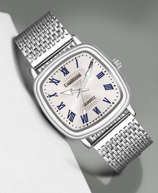 LIMESTONE Classic Series Mesh Chain Stainless Steel Square Quartz Analog Watch  - For Men LS3256