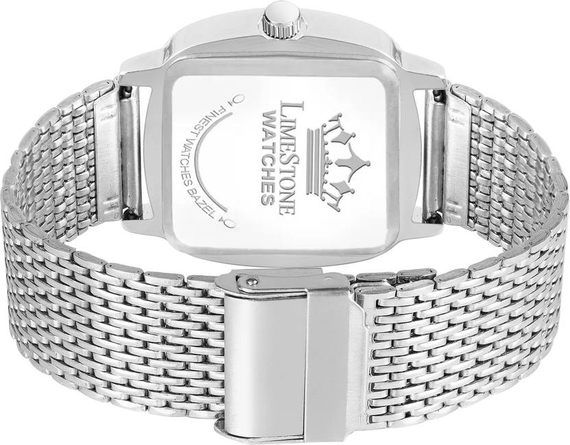 LIMESTONE Classic Series Mesh Chain Stainless Steel Square Quartz Analog Watch  - For Men LS3256