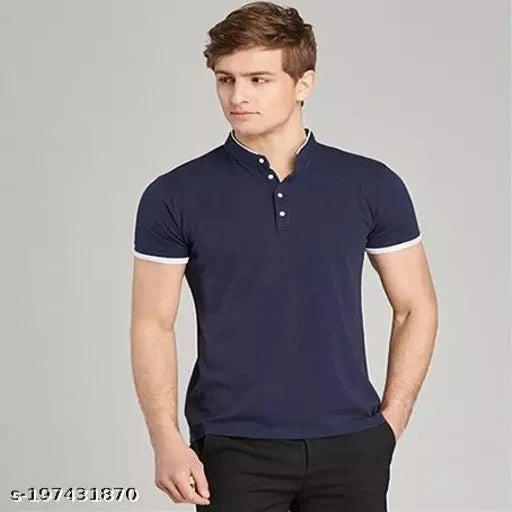 Men Stylish Chinese Collar T Shirt - Springkart 