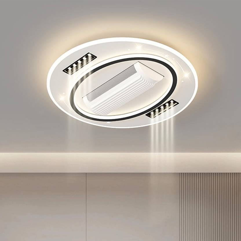 amiciSmart Luxury Bladeless Ceiling Fan with Integrated LED Lighting Remote Control with 1 Year Warranty Remote Controlled Ceiling Fan (White | Pack of 1)