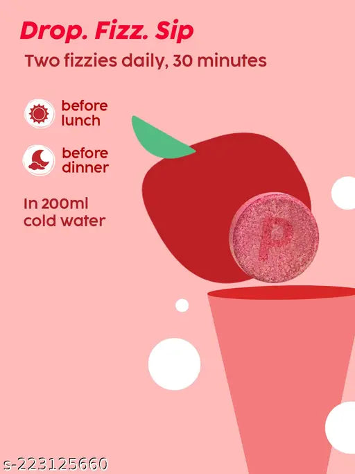 PLIX - THE PLANT FIX Apple Cider Vinegar 15 Effervescent Tablet with mother, Vitamin B6 & B12, Pack of 4 (Watermelon) No added Sugar, Easy to carry