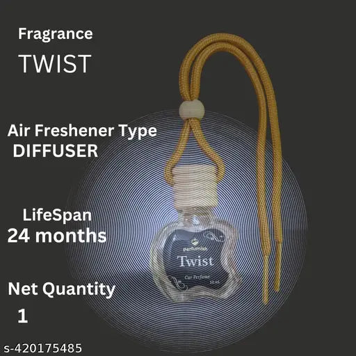 Car Freshener TWIST PERFUME Essential Oils Fragnance in Glass Bottle with Wooden Diffuser Lid