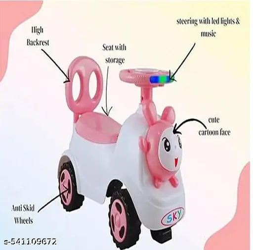 Very strong and nice toy for babies to sit on and walk on. Today  can find it in blue, pink, gray,  purple,yellow;'green/any  (multicolor) boys and girls [sound toys]