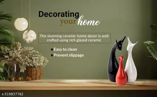 Earthystone Home Decor Beautifull Deer Family Showpiece | Ceramic Figures | Home Decor Showpieces | Decor Showpiece Set (Pack of 3)