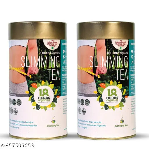 18 Herbs Organics Health with Herbs Slimming Tea Bags - Natural Herbal Detox Tea Bags - Get Slim And Fit - Improves Digestion - 40 Organic Infusion Tea Bags - Pack Of 2, 80 Bags