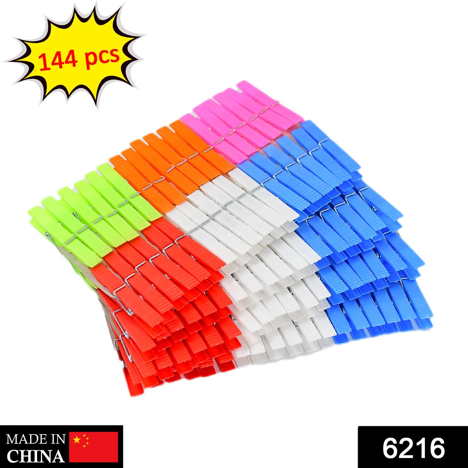 6216 Multi Purpose Plastic Clothes Clips For Cloth Drying Clips (Set Of 144pc) - Springkart 