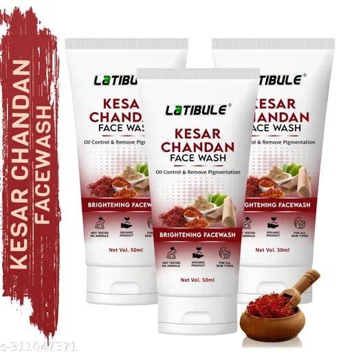 Kesar Chandan Face Wash, Skin Lightening & Tan Removal Face wash,Oil Controal & Remove Pigmentation  Tan Removal Face Wash, All Skin Types Face Wash (Pack of 3)150ML