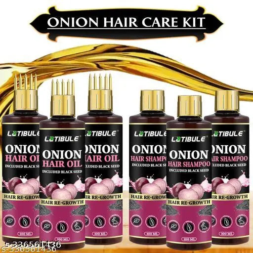 Onion Black Seed Oil Ultimate Hair Care Kit ( Hair Oil(100ml)+ Shampoo(100ml))- Net Vol Hair Care Combo(2 Items in the set) PACK OF 3