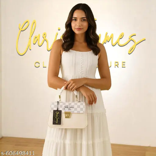 White Casual checks trendy crossbody sling women